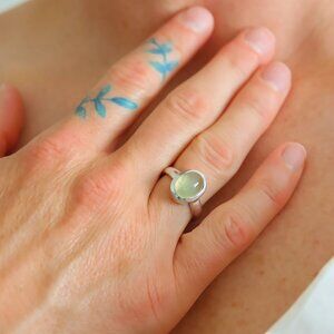 Green Amethyst Ring In Sterling Silver